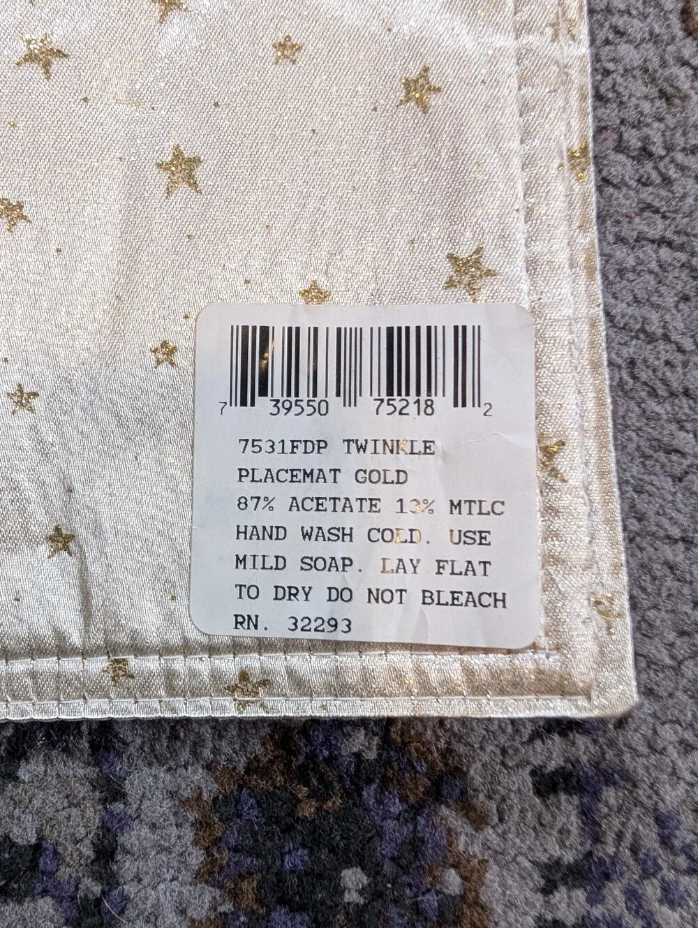 Vintage Celestial Placemat Napkin Set 2 Each 90s Y2K Metallic Stars
